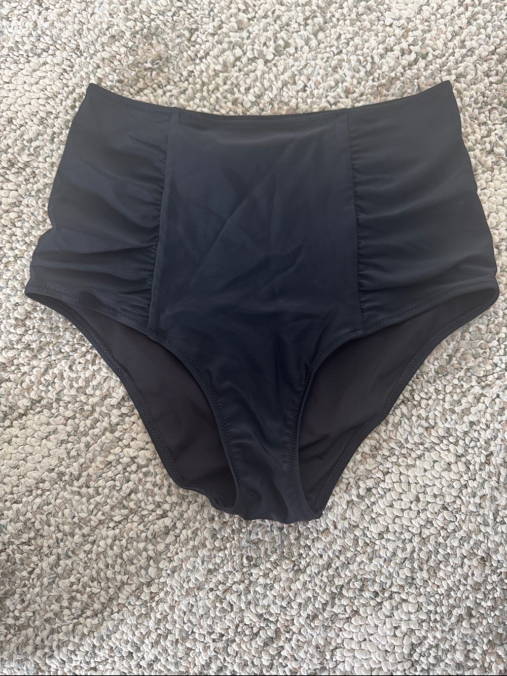 Aerie Black High-Waist Ruched Bikini Bottom